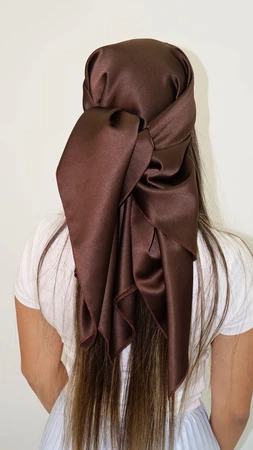 מטפחת לונג צר סטאן חום 2 צדדים